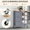 KOMFOTTEU Kitchen Cart, Kitchen Cabinet with Countertop, 3 Drawers and Storage Shelves, Serving Cart for Kitchen and Dining Room, 67 x 37 x 84 cm (Gray) view 3