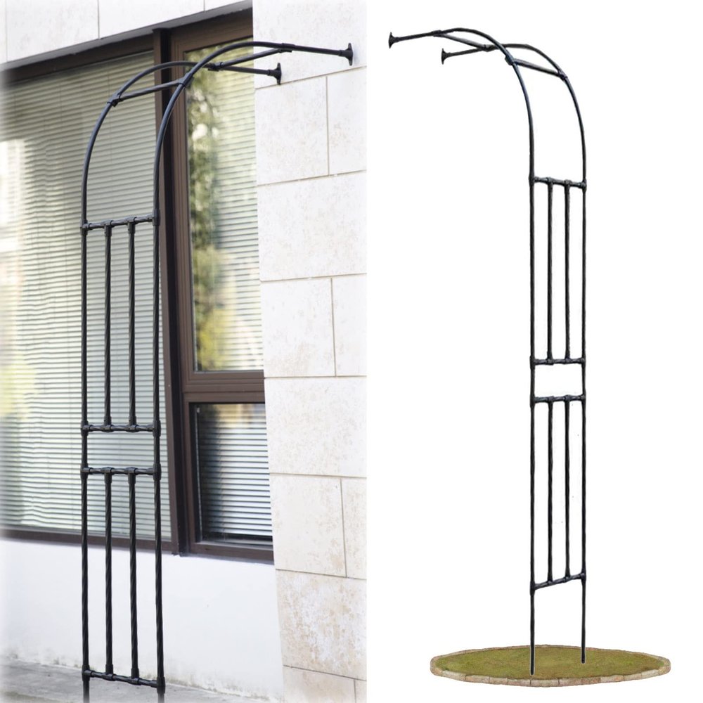 Sturdy Metal Garden Arch, 240 cm, Wedding Trellis for Climbing Roses, Weather-Resistant, Black (2.2 x 2.4 m)