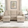 Soweiz Multifunctional U-Shaped 3-Seater Corner Sofa with Storage, Beige Corduroy, 188 x 82 x 86 cm view 2