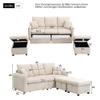 Soweiz Multifunctional U-Shaped 3-Seater Corner Sofa with Storage, Beige Corduroy, 188 x 82 x 86 cm view 4