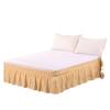 Elastic Ruffled Bed Skirt, Solid Beige, Wrap-Around Style, Queen 153 × 20 view 1