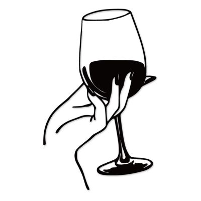 Metal Wine Glass Wall Art, Black Art Deco Silhouette