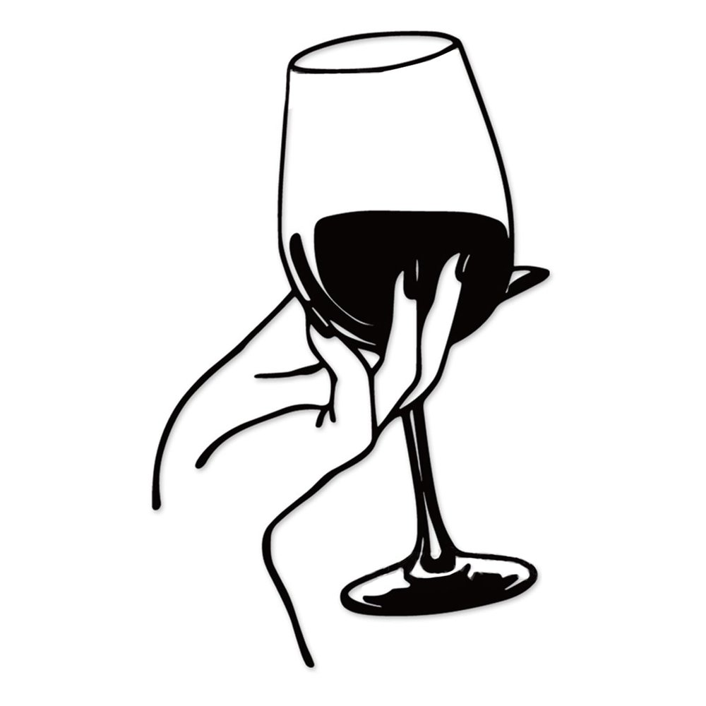 Metal Wine Glass Wall Art, Black Art Deco Silhouette