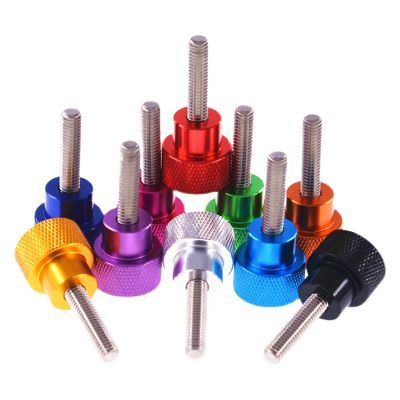 3 M3 Knurled Thumb Screws, Anodized Aluminum, 12 x 6 mm, Stainless Steel Thread