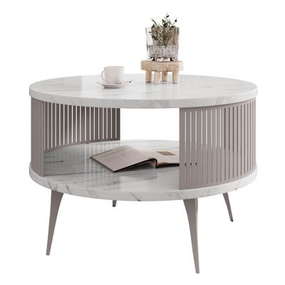 Mirjan24 Rajkon Coffee Table, Round (Bianco Marble/Cashmere)