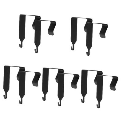 Alipis 5 Sets of Black Metal Over-the-Door Hooks, 2 Pieces per Set