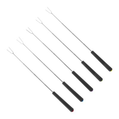 MUCKLILY 5-Piece Stainless Steel Grill Fork Set with Colorful Handles