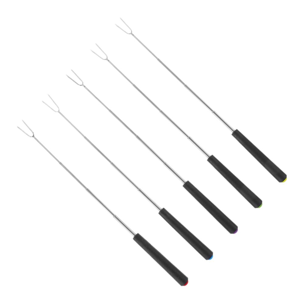 MUCKLILY 5-Piece Stainless Steel Grill Fork Set with Colorful Handles