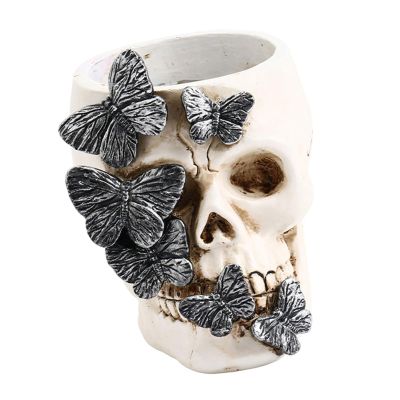 Halloween Skull Resin Pen Holder and Makeup Brush Organizer