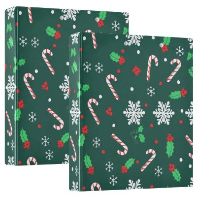 Printed 3-Ring Binder with Pockets, 3.8 cm D-Ring, Decorative Binder for School, College, or Office, Candy Cane, Christmas Green