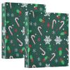 Printed 3-Ring Binder with Pockets, 3.8 cm D-Ring, Decorative Binder for School, College, or Office, Candy Cane, Christmas Green view 1