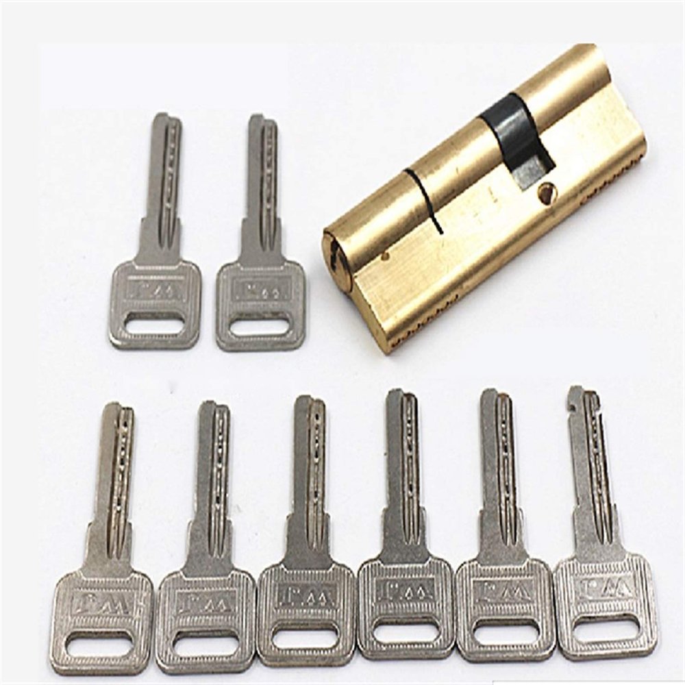 uPVC Door Locks, Door Cylinders, Pre-Tensioned Lock, 65/70/80/90/115 mm, Brass Door Lock with Extended Cylinder and Extended Keys (60 [30/30])