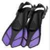 MEMEM Snorkeling Fins, Adjustable Buckles, Short Silicone Swim Fins, Open Heel, Travel Size, Training Fins for Adults and Men (Purple, S/M) view 1