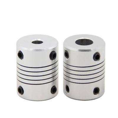 2-Pack Flexible Aluminum Couplings, 19 mm Diameter, CNC Motor Jaw Shaft Couplers, 6.35 x 8 x 25 mm