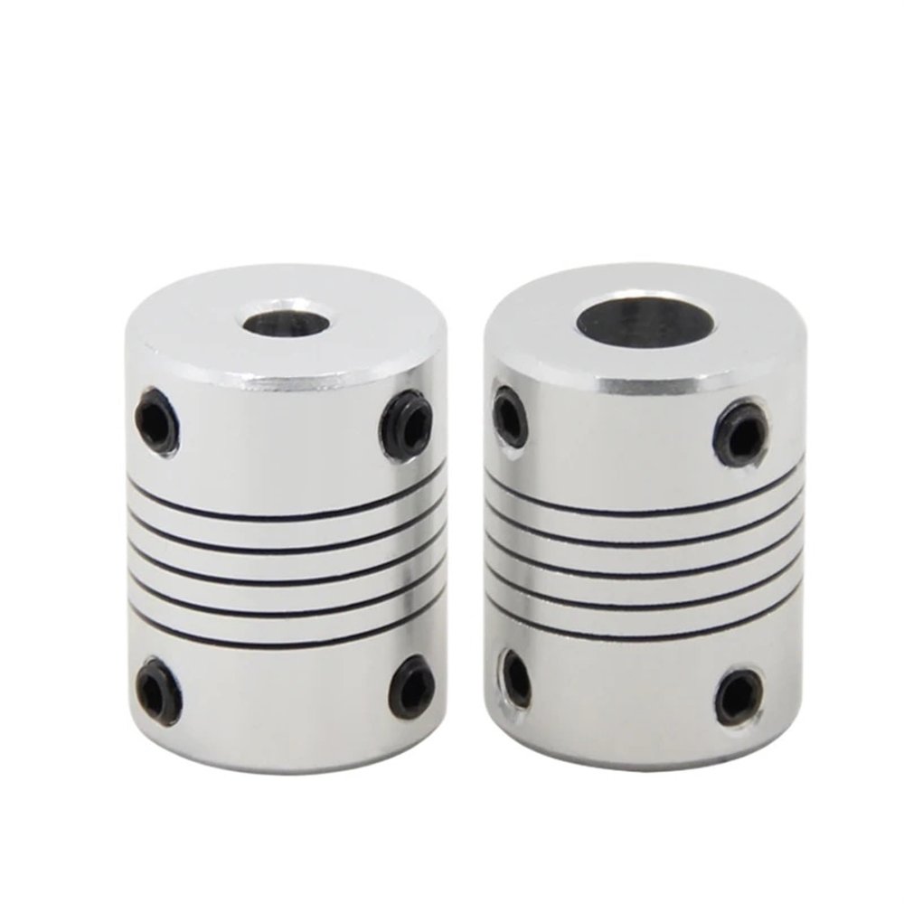 2-Pack Flexible Aluminum Couplings, 19 mm Diameter, CNC Motor Jaw Shaft Couplers, 6.35 x 8 x 25 mm