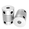 2-Pack Flexible Aluminum Couplings, 19 mm Diameter, CNC Motor Jaw Shaft Couplers, 6.35 x 8 x 25 mm view 2