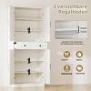 KOMFOTEU 183 cm Tall Kitchen Cabinet with Double Doors, Drawer and 3 Adjustable Shelves, White view 3