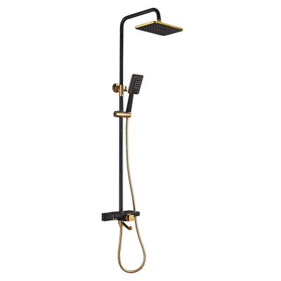 Black and Gold Wall-Mounted Bath Shower Mixer Set