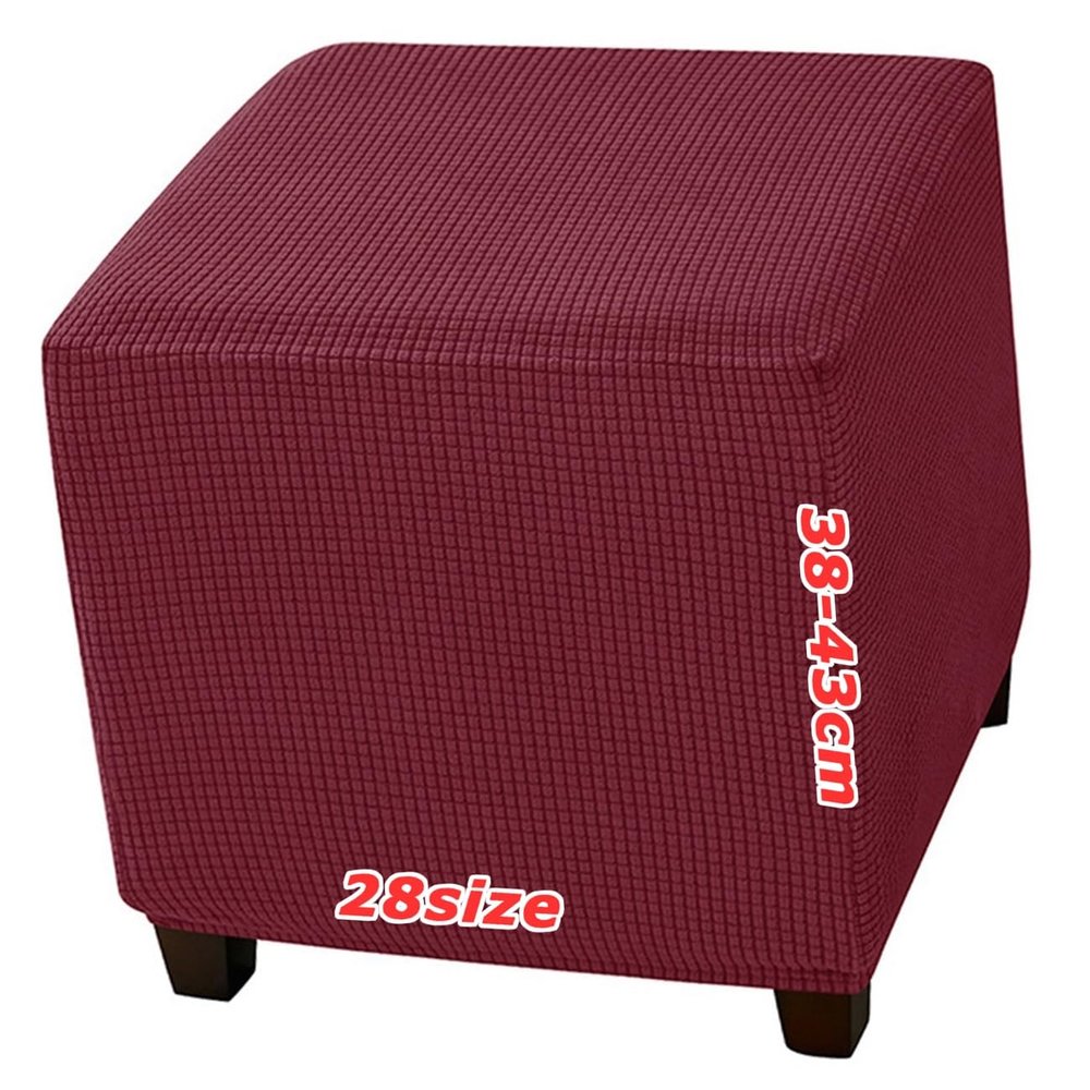 ILiemao Square Ottoman Cover, Velvet Jacquard, Stretch Washable, 90 x 90 cm (35 x 35 in)