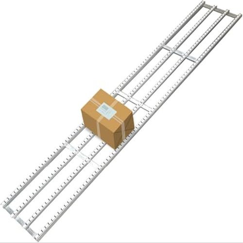 Generic Lightweight Non-Powered Roller Conveyor Chute with Stainless Steel Frame and Plastic Rollers, Silver, 50 cm x 300 cm