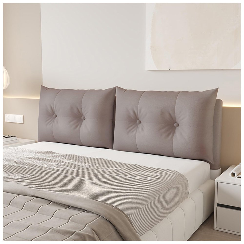 Padded Headboard Cover for Metal Beds, Waterproof PU Leather, Coffee, 200 x 60 x 15 cm