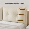Padded Headboard Cover for Metal Beds, Waterproof PU Leather, Coffee, 200 x 60 x 15 cm view 4
