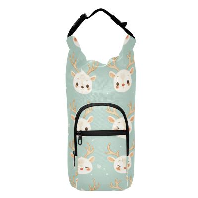 FRODOTGV Reindeer-Face Insulated Water Bottle Carrying Bag for 20/24/32 oz and 1.2 L Bottles
