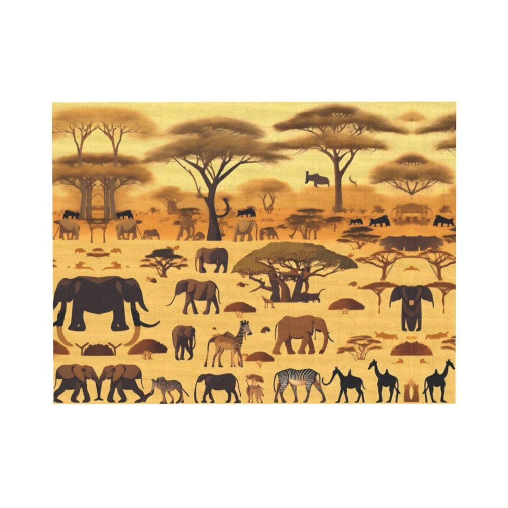 POEZJZW Wall Art with African Grassland Animals, 30.5 x 40.6 cm
