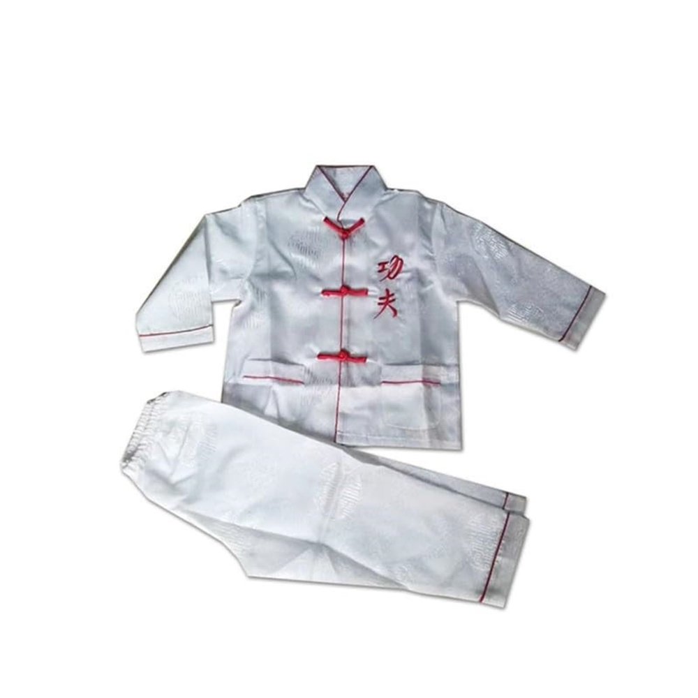 Generic Boys' Traditional Chinese Wing Chun Outfit Set, Matching Sibling Look (White, 6 Years)