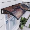 Waterproof Outdoor Door Awning, Polycarbonate Roof and Aluminum Frame, 120 x 160 cm, Brown view 1