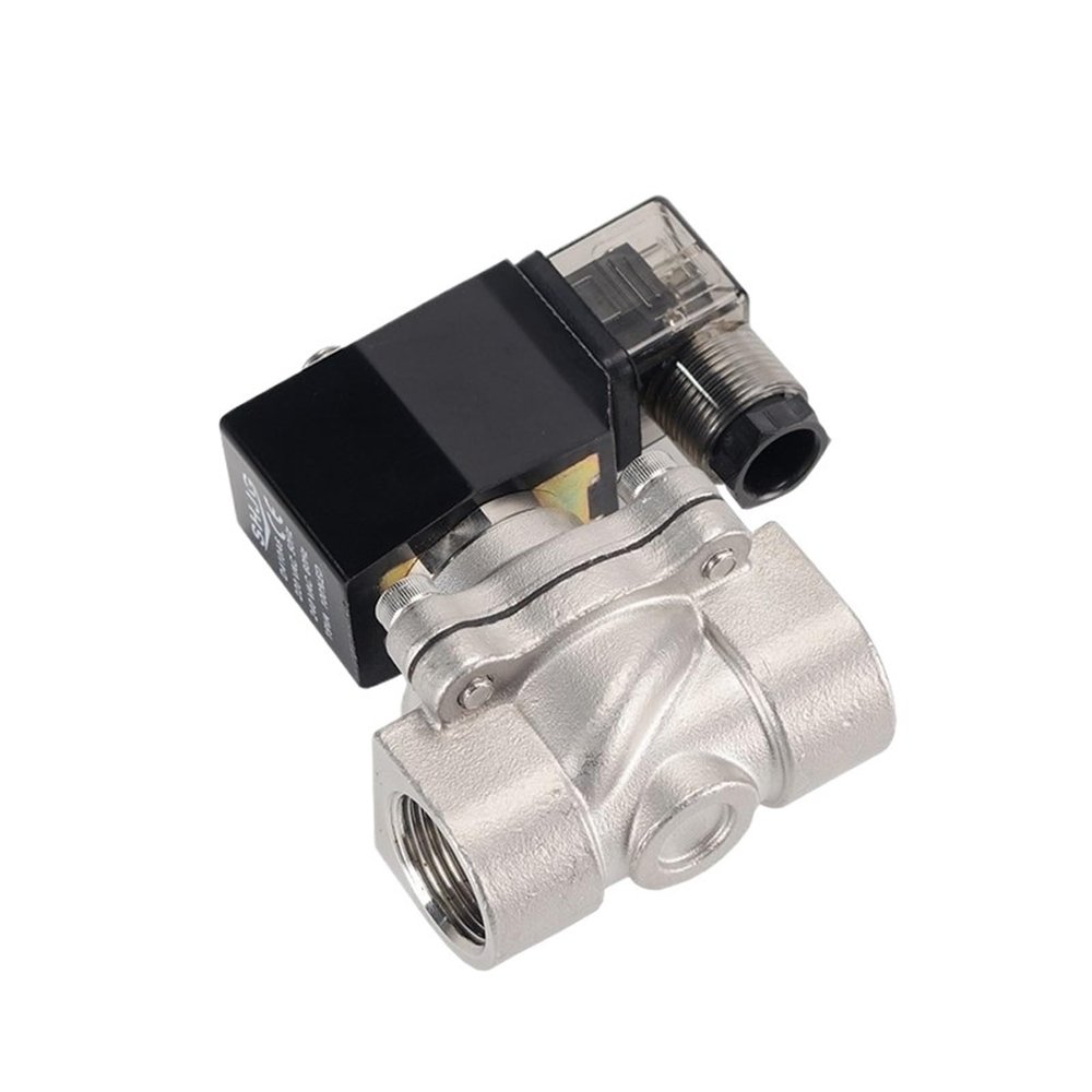Electric Water Solenoid Valve, 1/2"–2", 12V/24V/110V/220V, Normally Closed, Stainless Steel, IP65 DIN Coil, High Temperature (110 VAC, NBR Seal)