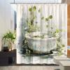 Rustic Shower Curtain with Daisy Motif, Vintage Farmhouse Style, Lotus and Water Design, 66 x 72 in view 2