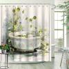 Rustic Shower Curtain with Daisy Motif, Vintage Farmhouse Style, Lotus and Water Design, 66 x 72 in view 3