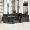 vidaXL 13-Piece 9-Seat Outdoor Sofa Set Black Poly Rattan view 2
