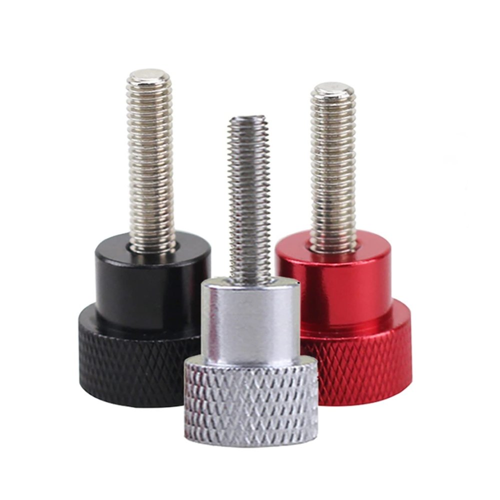 LYVQZPWLR Wing Screws, 1-Piece M8/M10 Aluminum Alloy + Stainless Steel Knurled Hand Grip Knob Step Bolt Screws, Red/Black/White (Rosso, M8x20-D20x20)
