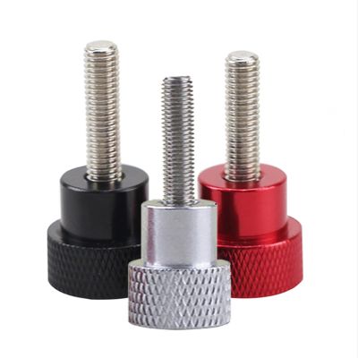 LYVQZPWLR Knurled Thumb Screws, 2-Piece Aluminum Alloy and Stainless Steel Hand Grip Knobs, M6x50-D12x20, Black