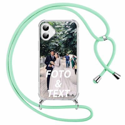 Xylota Personalized Phone Case with Lanyard for iPhone 16, 6.1", Green Silicone