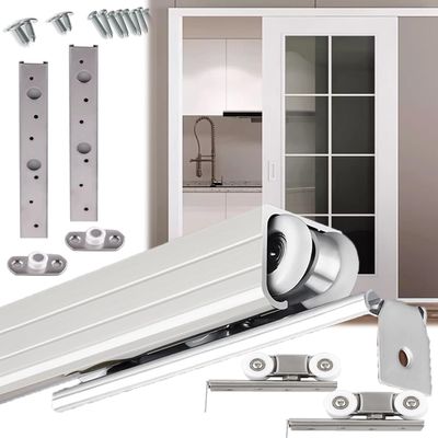 Minglez Sliding Door Hardware Kit with Concealed Track, Silver