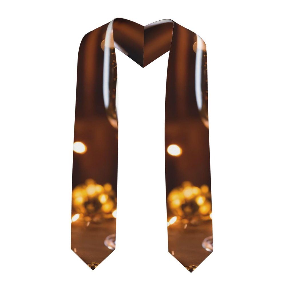 YKJJFVZ Elegant Wine Glass Print Graduation Stole, Unisex, Pointed Ends, One Size