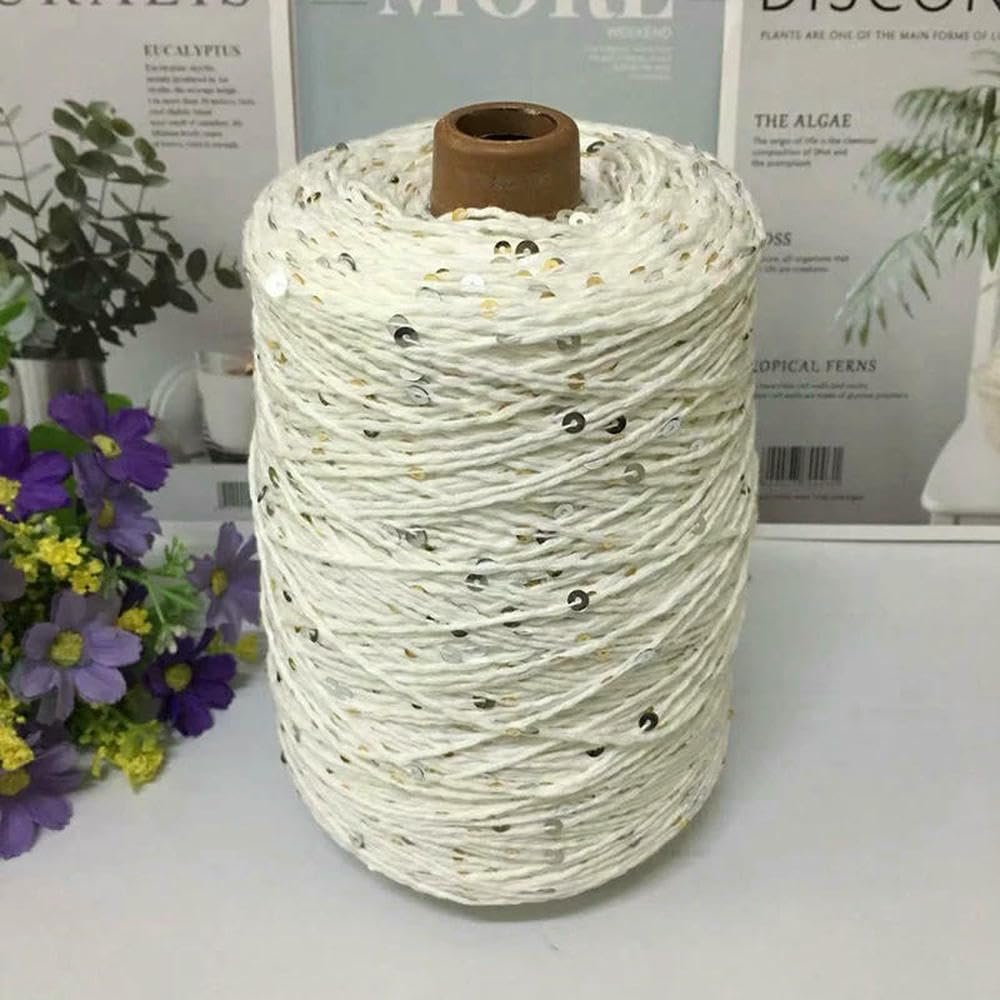 500 g Medium-Weight Cotton Yarn with Beads and Scented Sequins