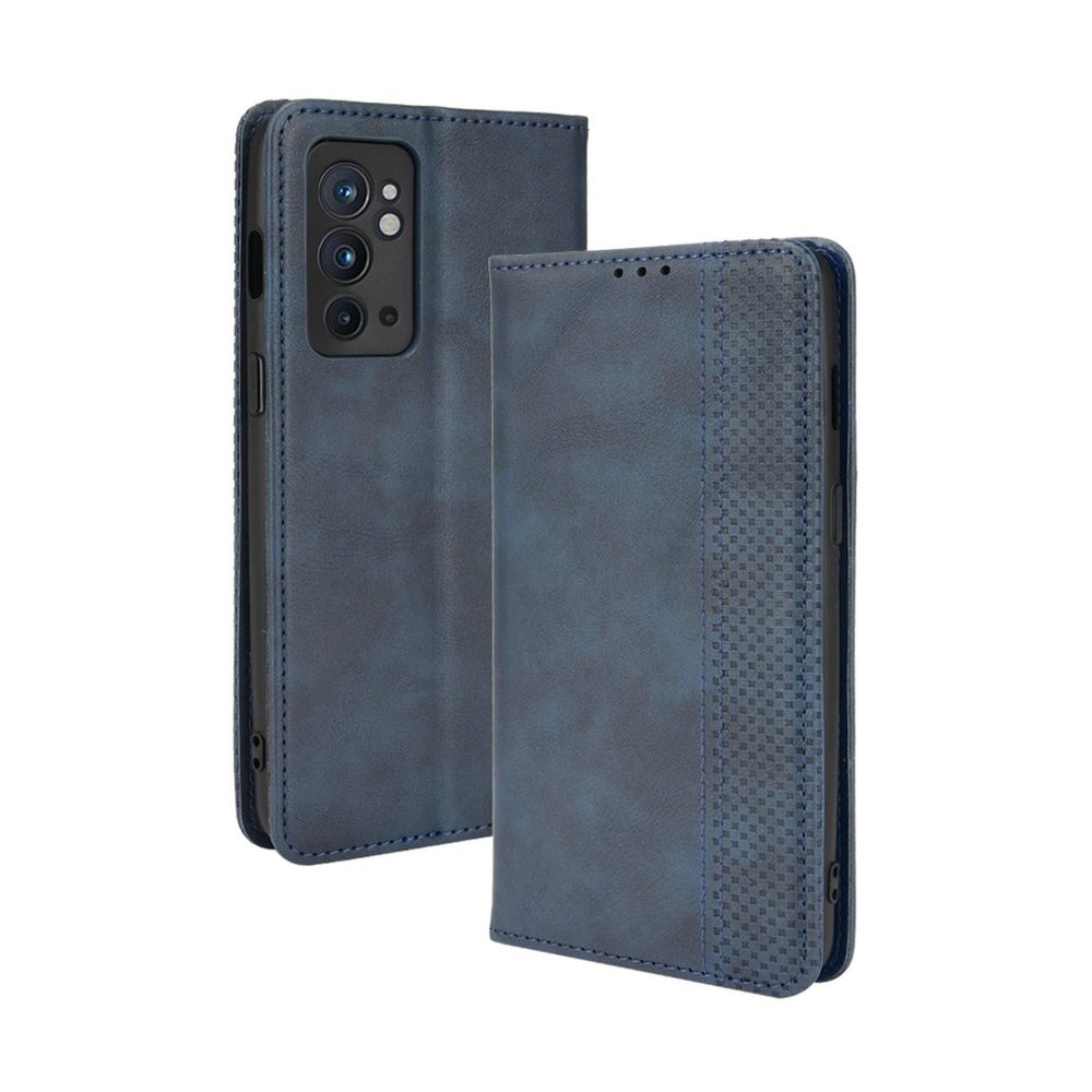 Lucyliy Case for OnePlus 9RT, Blue PU Leather Wallet Case with Card Slots and Stand