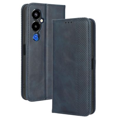 Lucyliy Case for Tecno Pova 4 Pro, Blue PU Leather Wallet Case with Card Slots and Stand