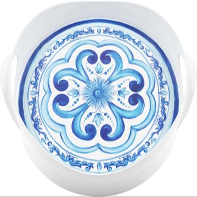 Guzzini BLUES Round Melamine Tray with Handles, Assorted Colors, 46 × 40 × 6 cm