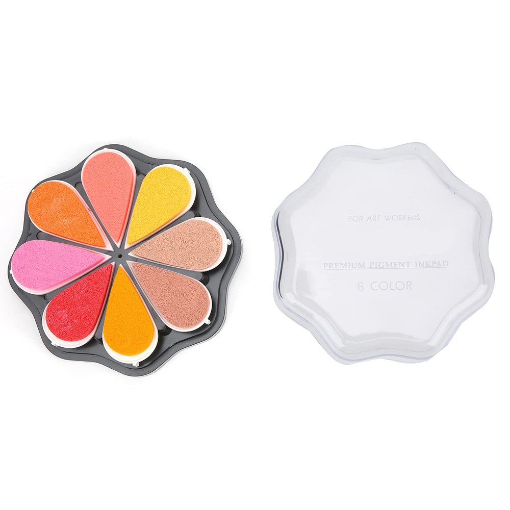 8-Color Flower Stamp Ink Pad for Crafts