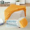 QOEUIUJ Velvet Square Ottoman Cover, Stretch Fit with Elastic Bottom, Gold, 75 cm/30 in view 3