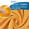 QOEUIUJ Velvet Square Ottoman Cover, Stretch Fit with Elastic Bottom, Gold, 75 cm/30 in view 4