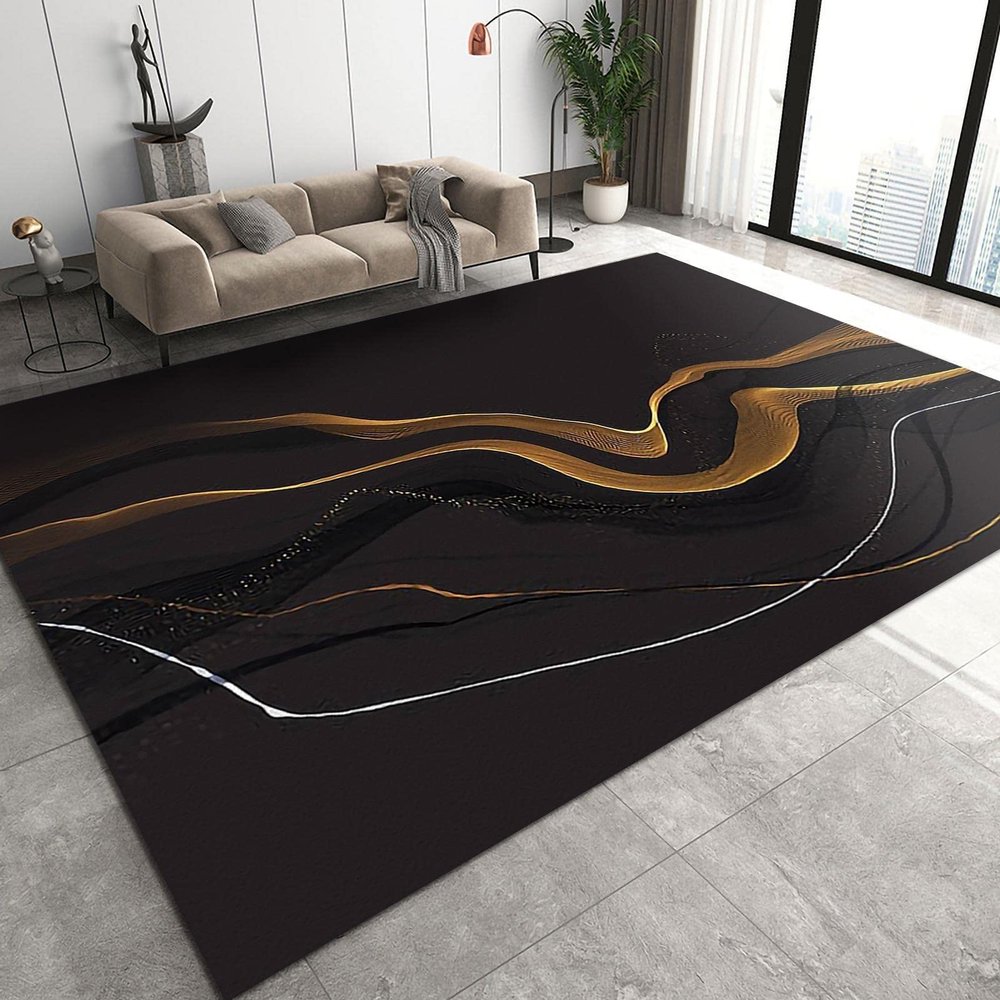 Non-Slip Area Rug with Brooklyn Bridge, New York City Skyline, Gray, Machine-Washable, Style-16(w