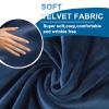 QOEUIUJ Velvet Square Ottoman Cover, Stretch Slipcover with Elastic Bottom, Washable Protector, Navy, 110 cm/44 in view 4