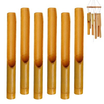Wooden Wind Chime for Outdoor Use, 6 Sound Tubes, Rustic Design