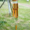 Wooden Wind Chime for Outdoor Use, 6 Sound Tubes, Rustic Design view 2
